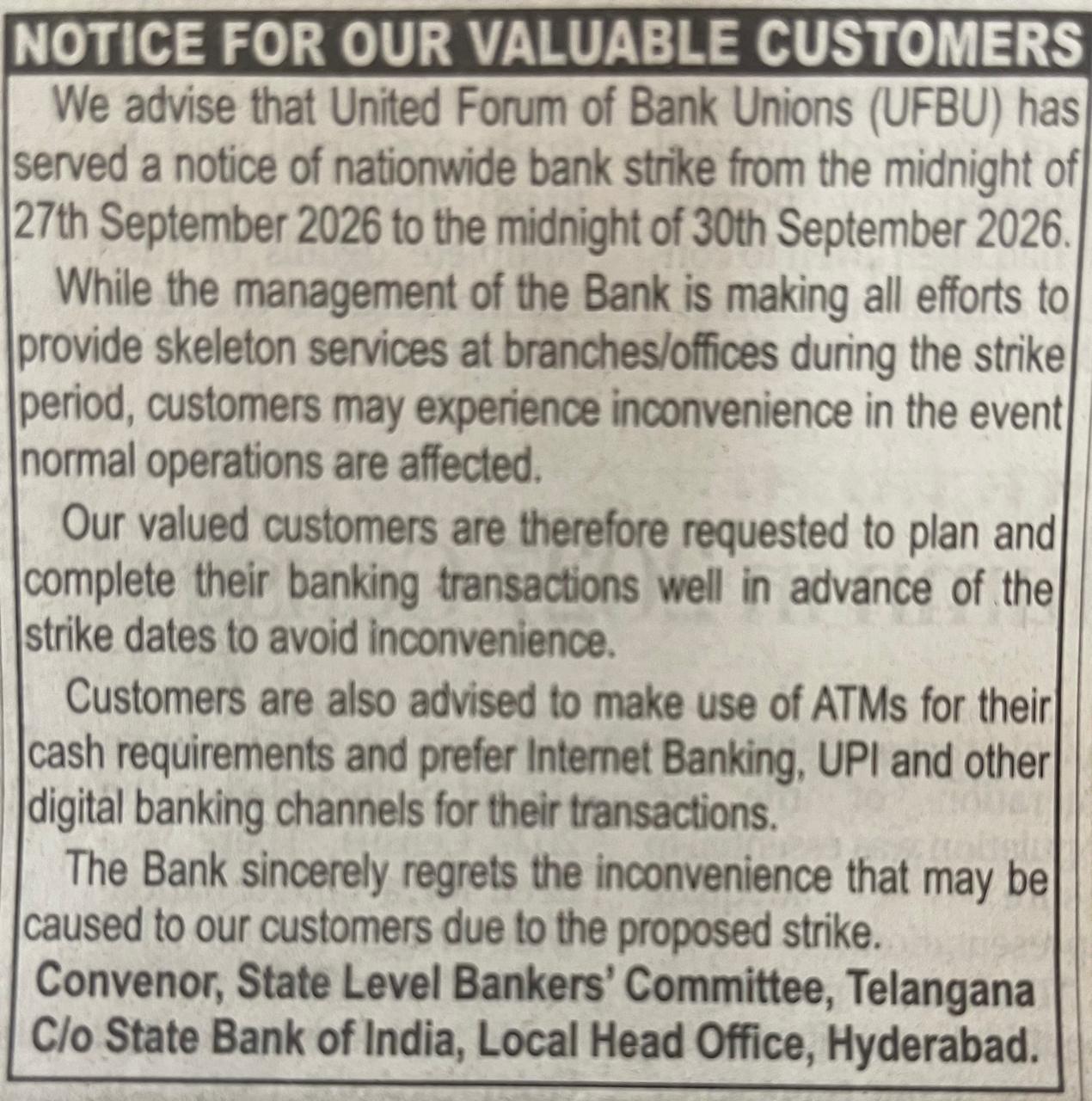 Notice in English
